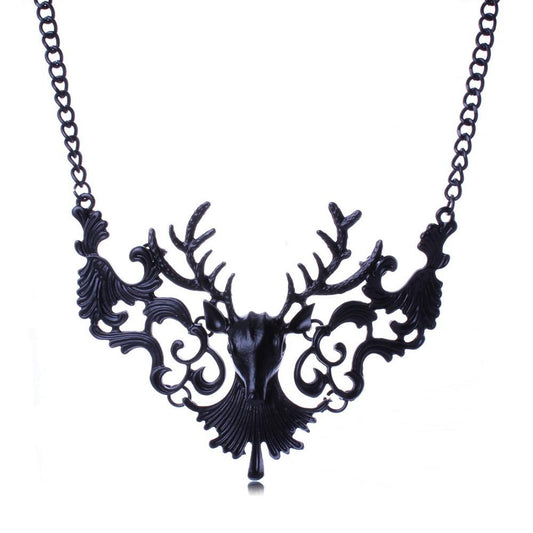 Hillside Vintage Deer Pendant Necklace Halloween Jewelry - Posterify
