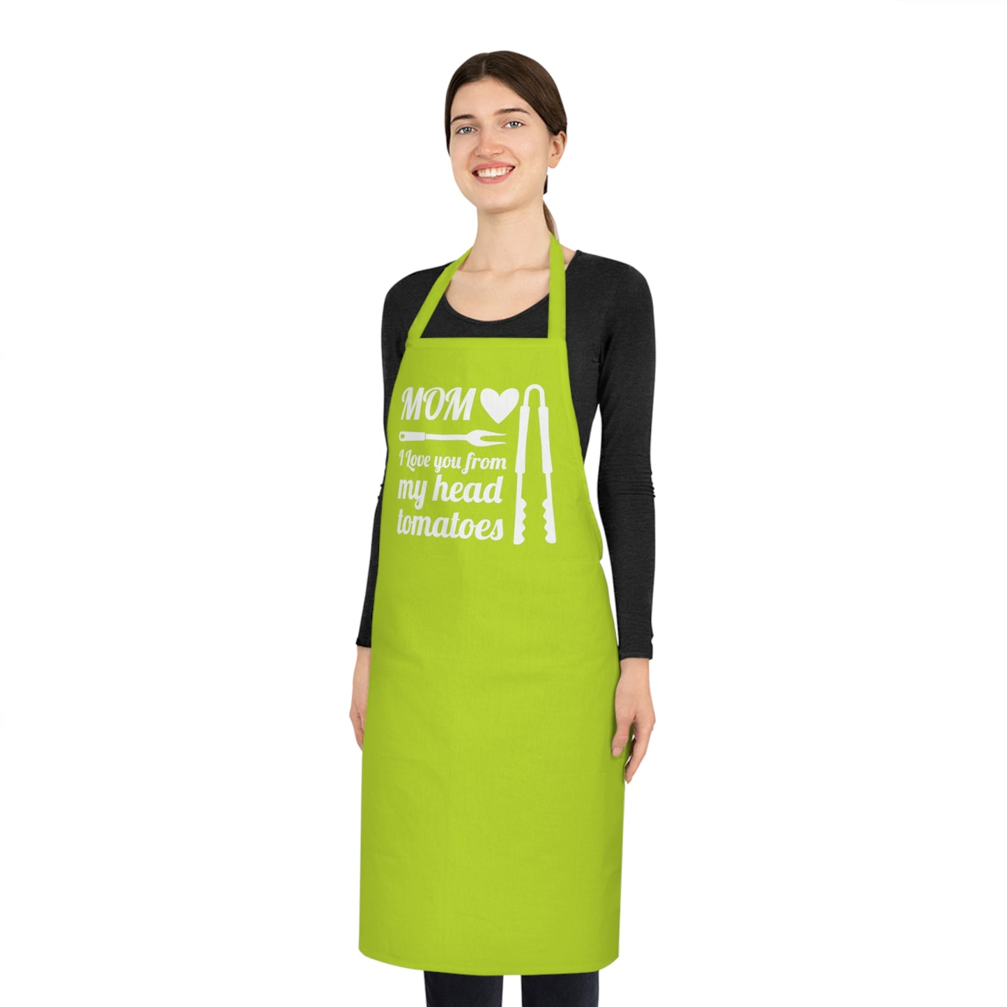 MOM, I love you from my head tomatoes, Cotton Apron