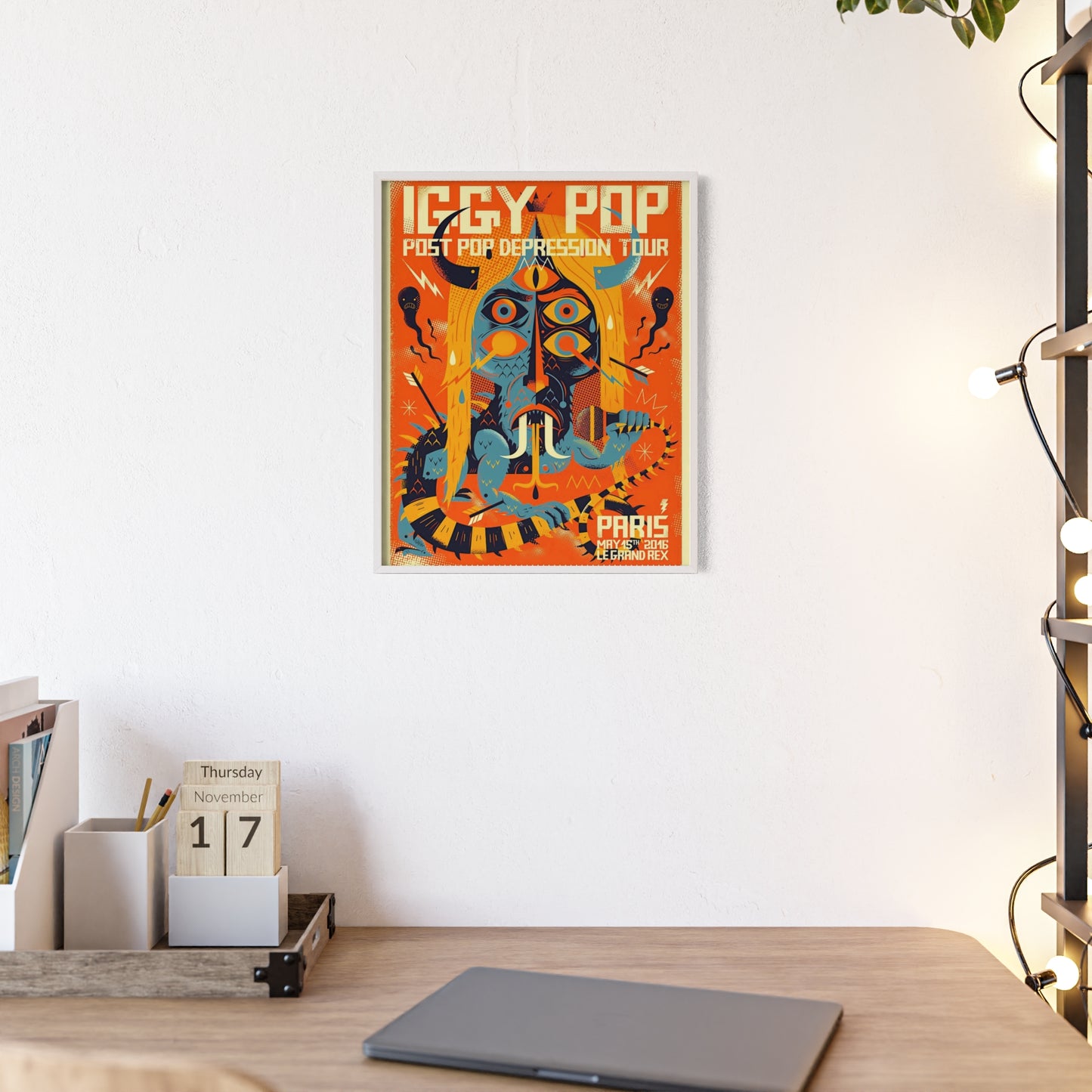 Iggy Pop Poster with Wooden Frame