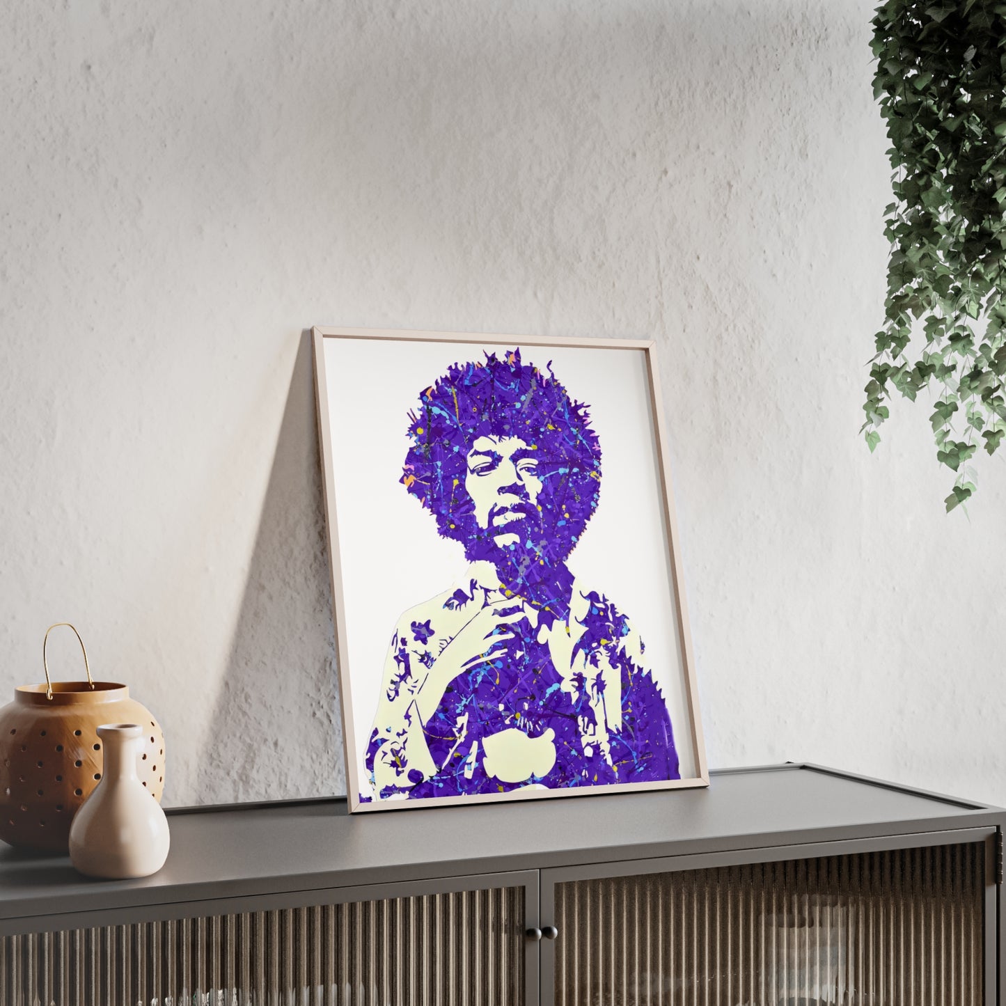 Jimi Hendrix Poster with Wooden Frame