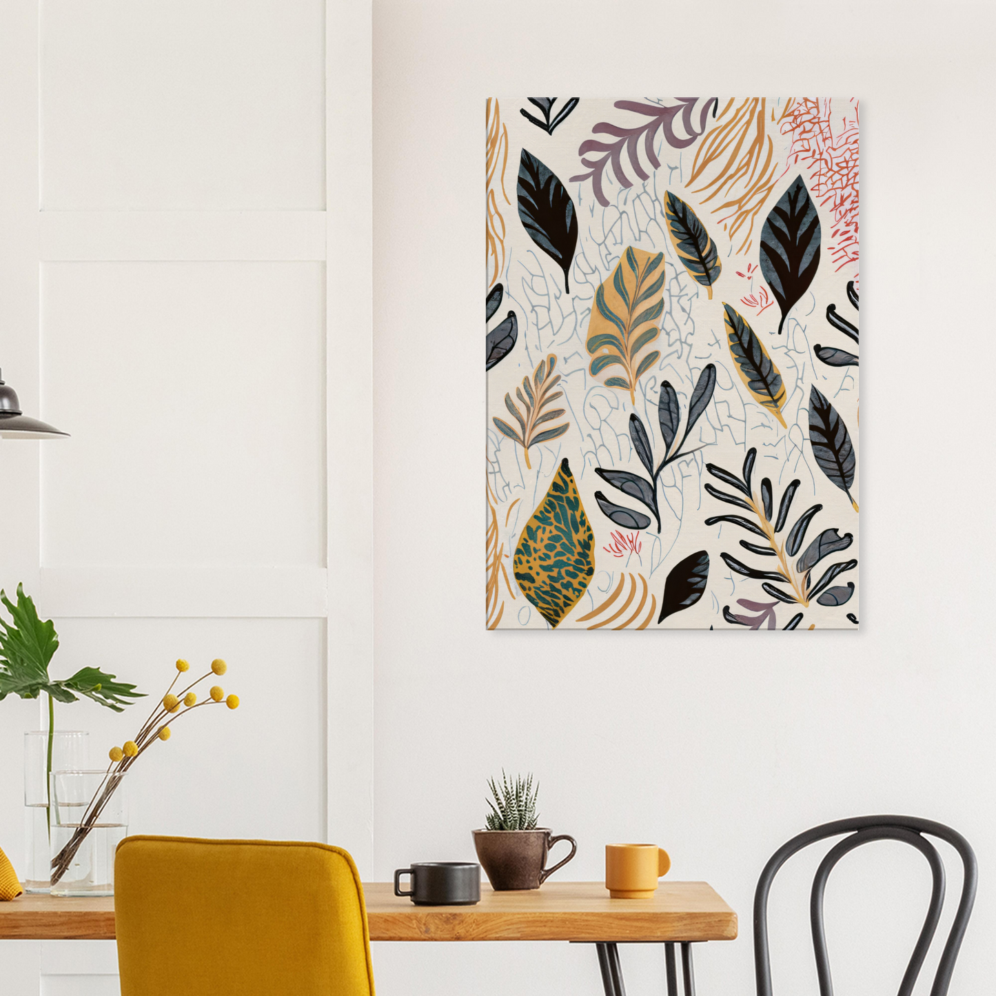 Canvas Print with line drawing of Leafs by Posterify Design - Posterify
