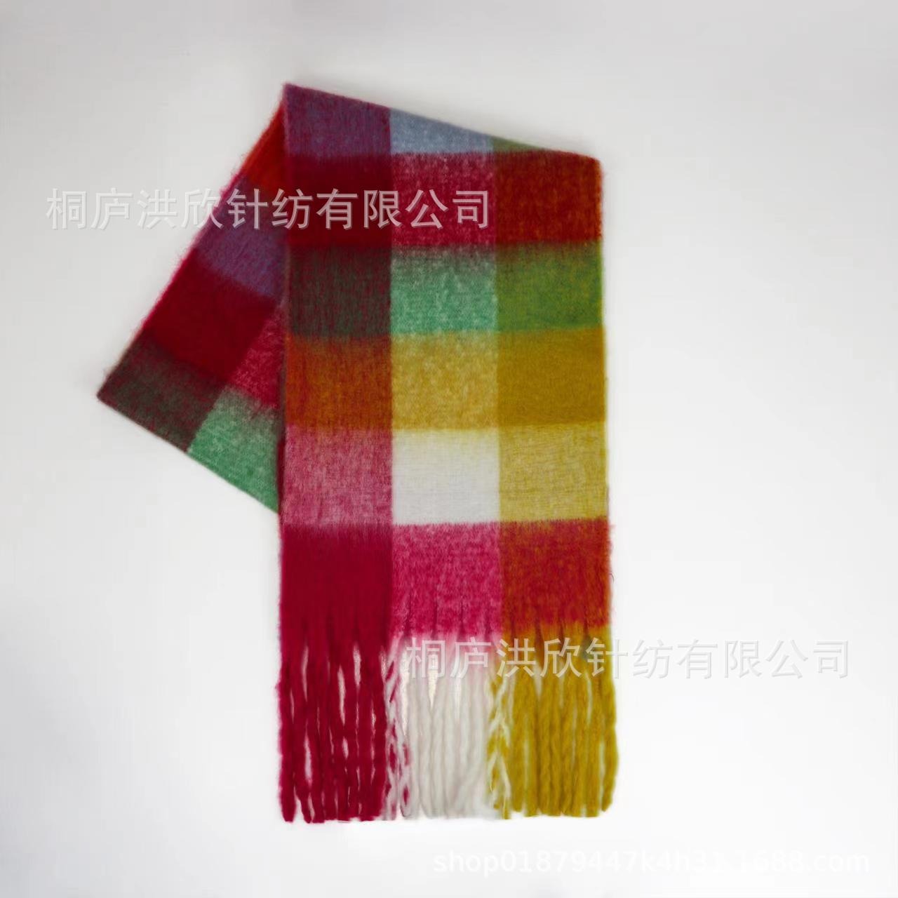 Hillside Men's and Women's Autumn and Winter Fashion Warm Rainbow Plaid Shawl Versatile Tassel Scarf - Posterify