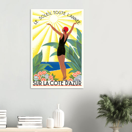 Sur La Côte d'Azur Vintage Poster Reprint on Premium Matte Paper