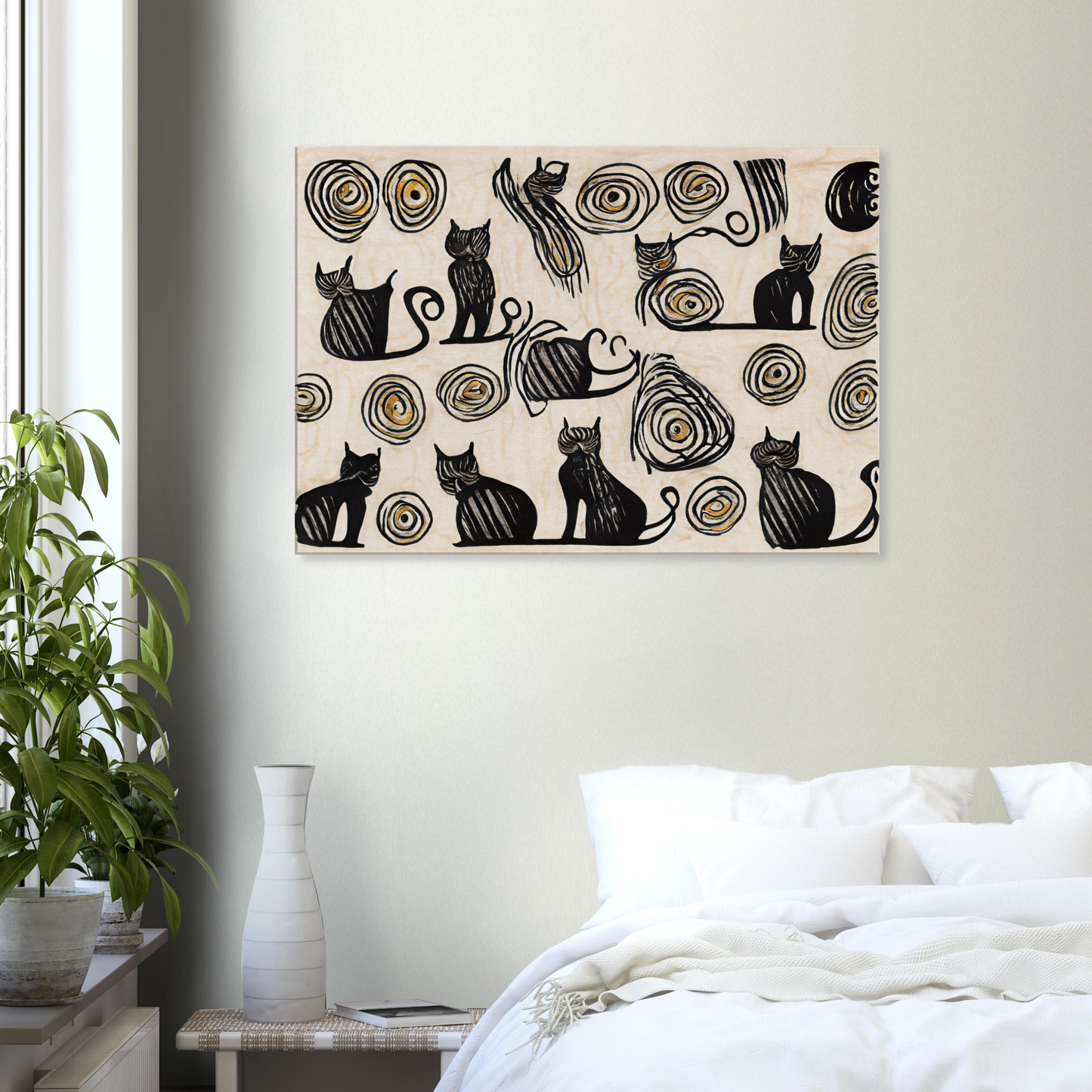 Canvas with cats line pattern by Posterify Design