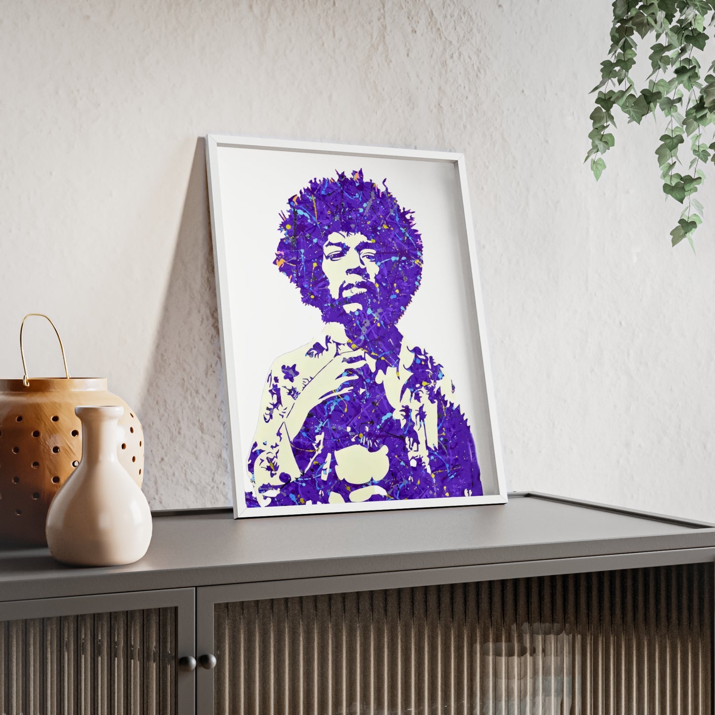 Jimi Hendrix Poster with Wooden Frame