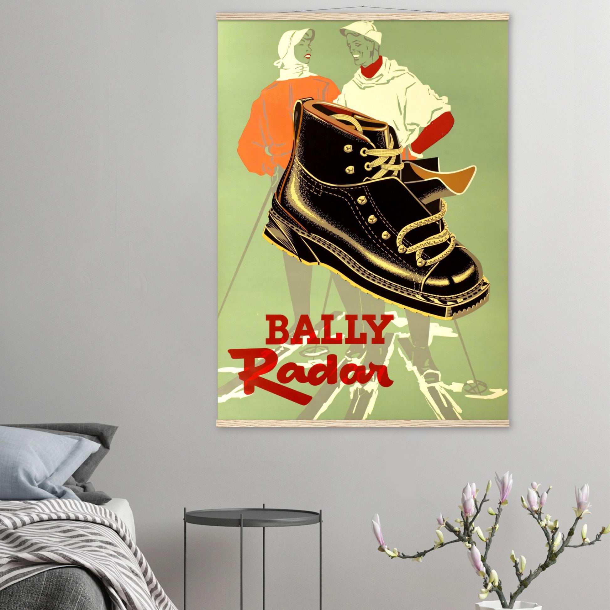 Vintage Poster Reprint, Bally Ski Boots, Wall Art on Premium Paper - Posterify