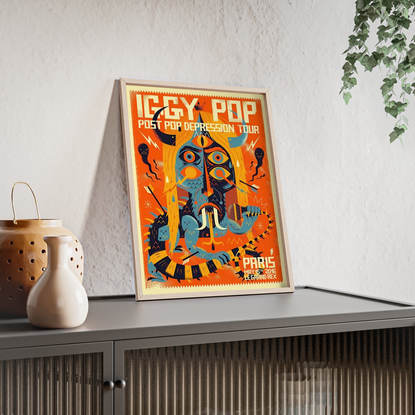 Iggy Pop Poster with Wooden Frame