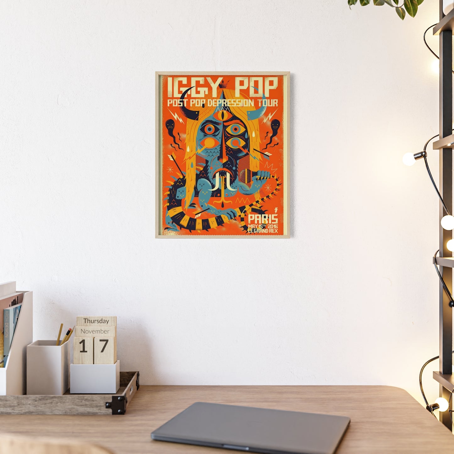 Iggy Pop Poster with Wooden Frame