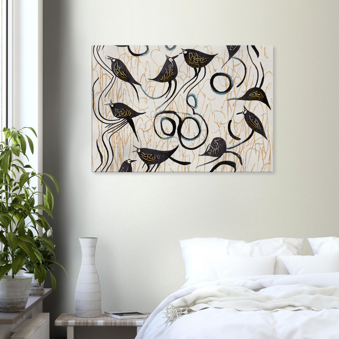Canvas with birds line pattern by Posterify Design