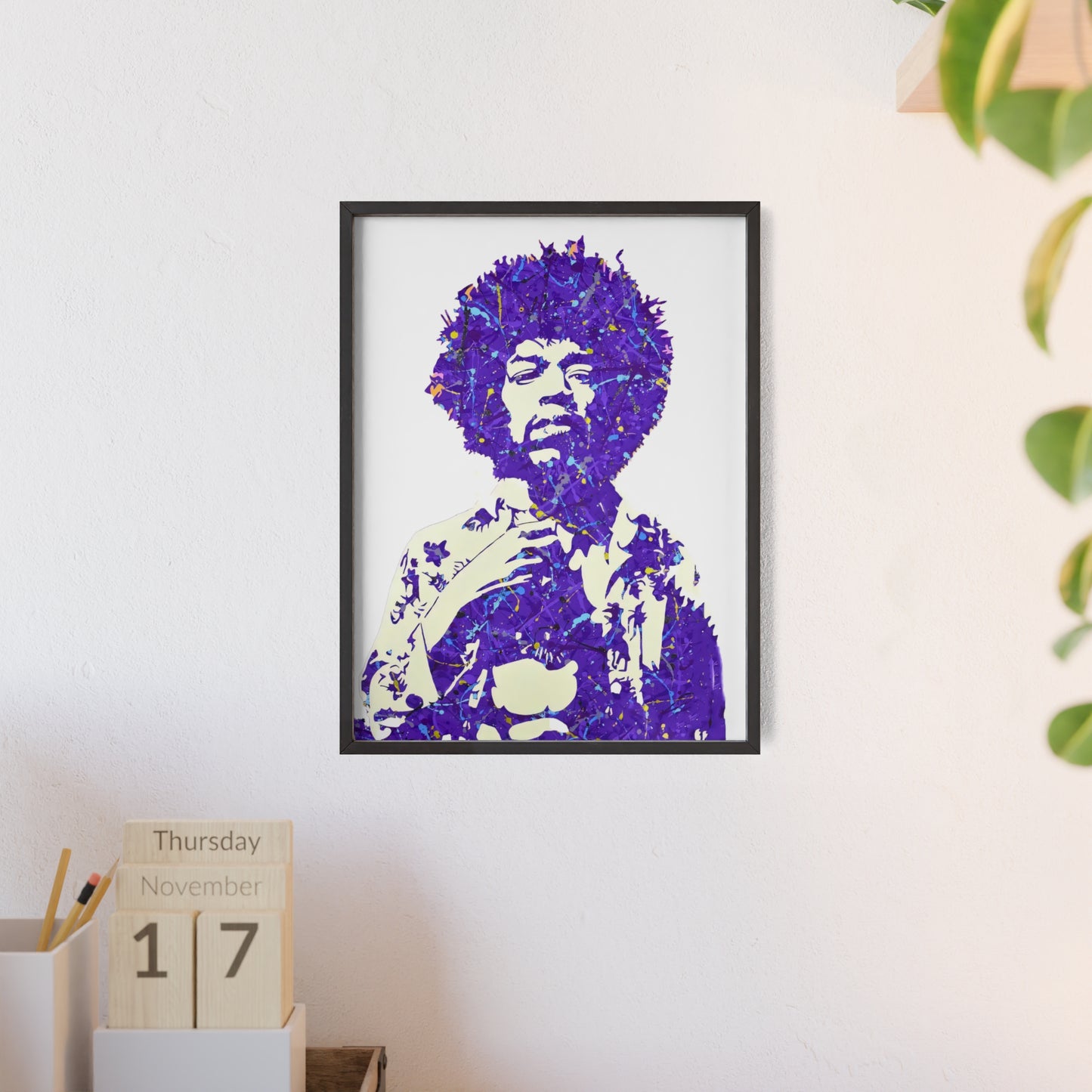 Jimi Hendrix Poster with Wooden Frame