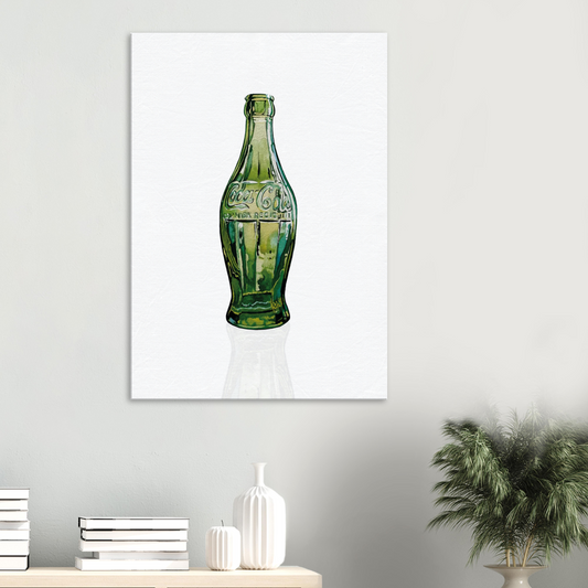 Canvas Print of Vintage Coca Cola Bottle Watercolor Style by Posterify Design