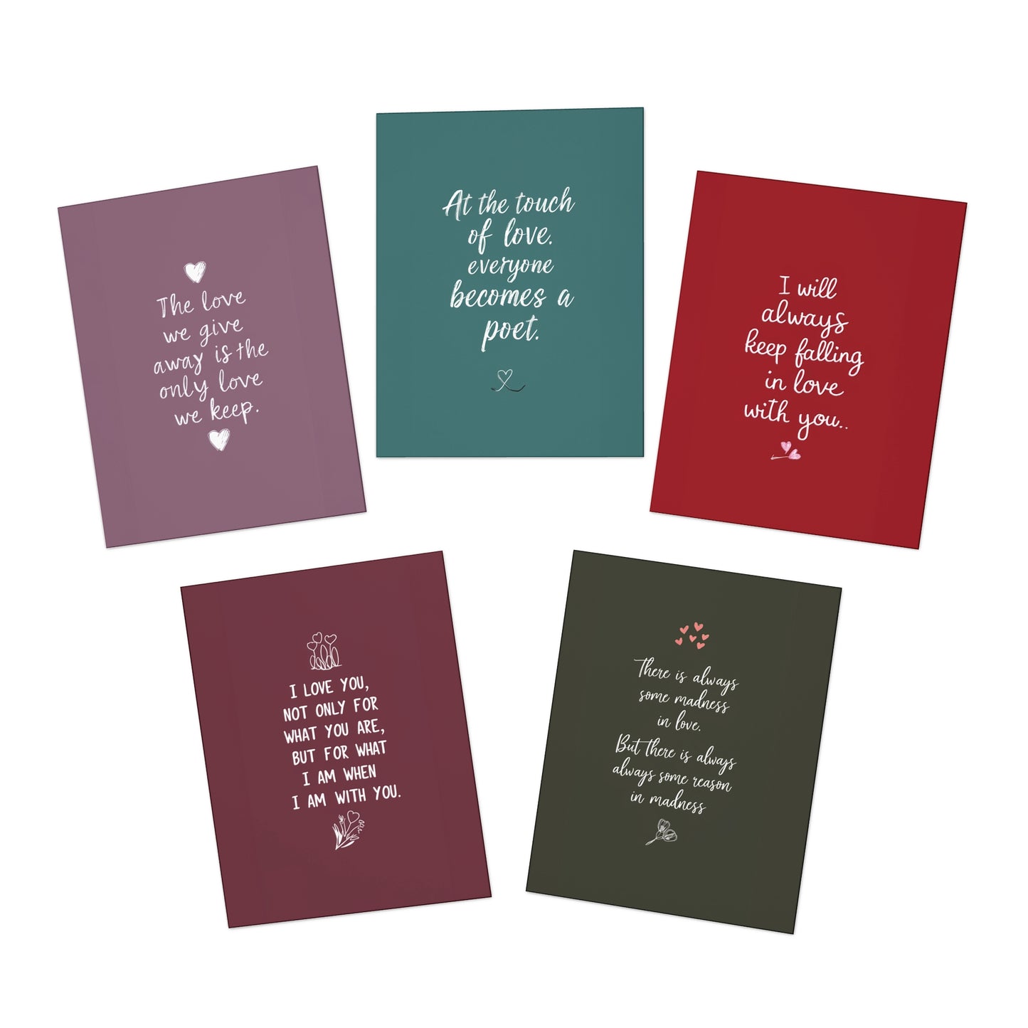 Spread Love Cards - 5-Pack, Multi-Design, Thinking of You Cards, Sympathy, Love, Care