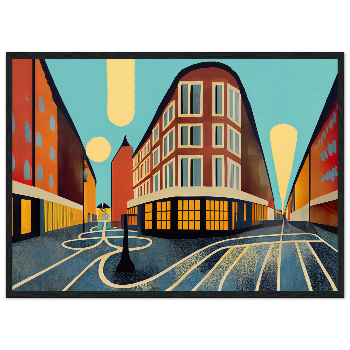 Copenhagen Art Deco style By Posterify Design Wooden Framed Poster - Posterify