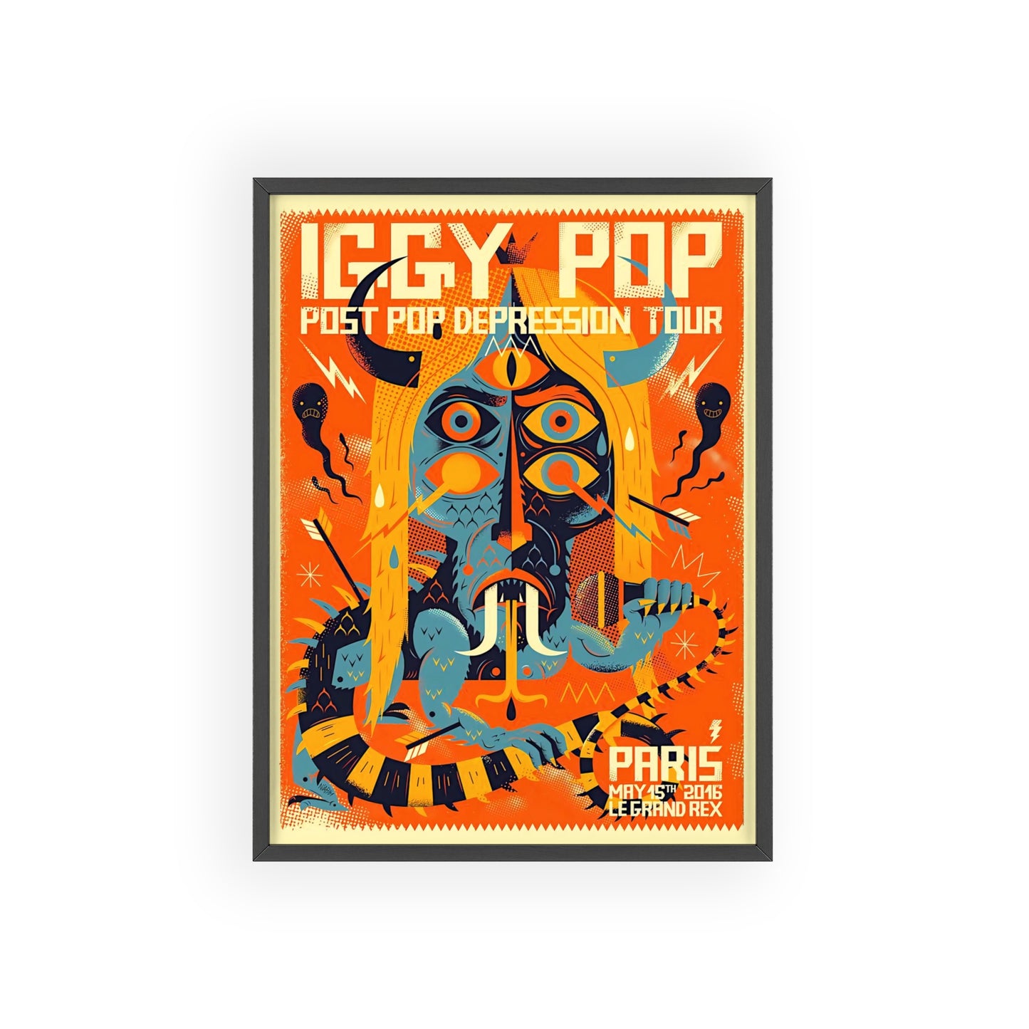 Iggy Pop Poster with Wooden Frame