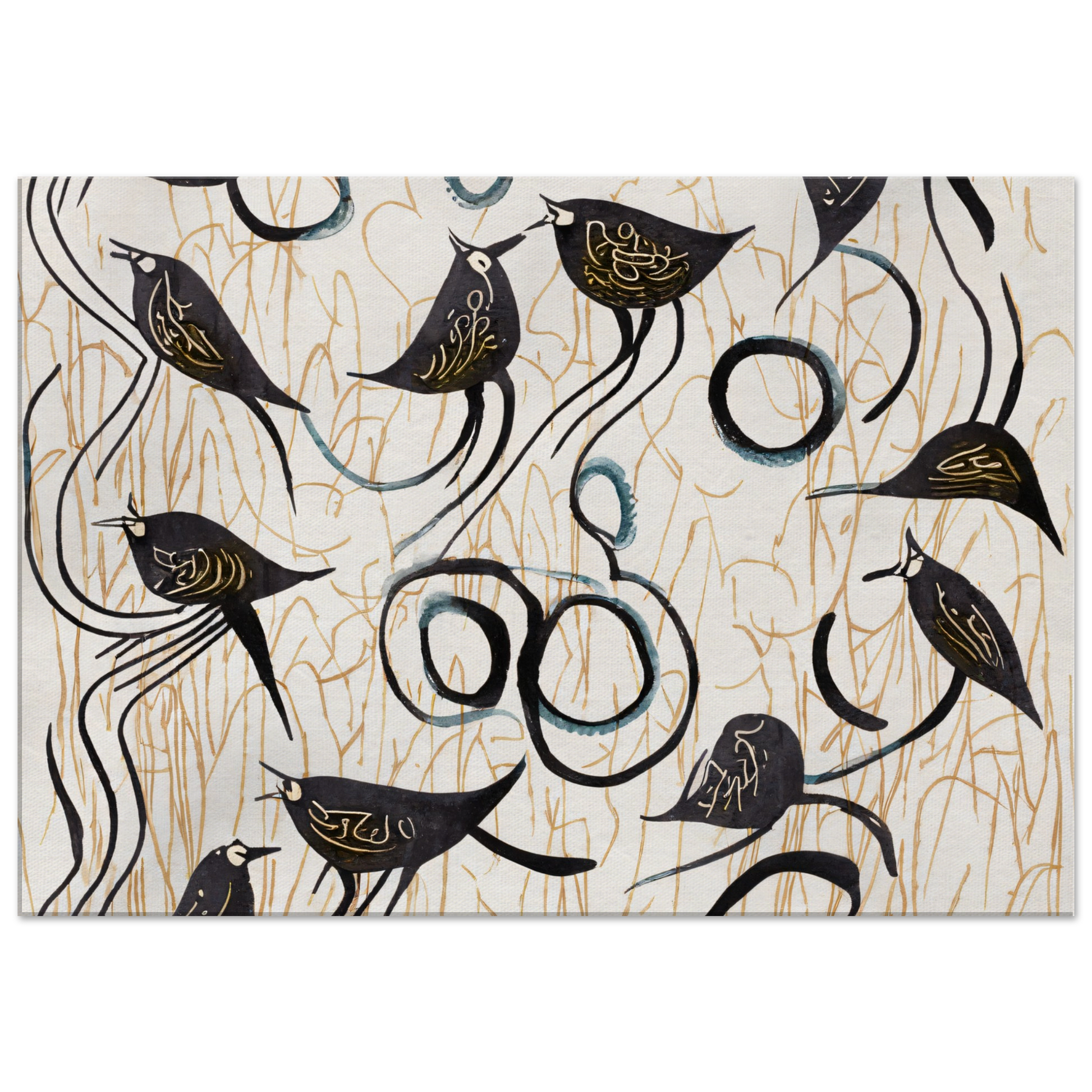 Canvas with birds line pattern by Posterify Design - Posterify