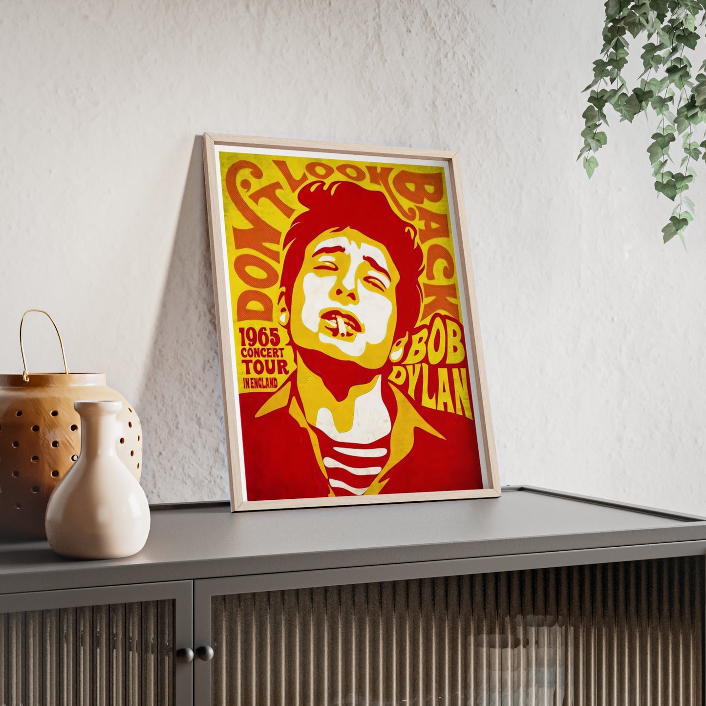 Bob Dylan Poster with Wooden Frame