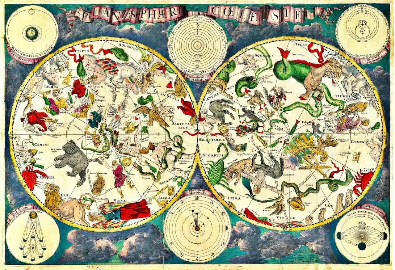 A celestial map by the Dutch cartographer Frederik de Wit, anno 1670, Floor Mat - Posterify