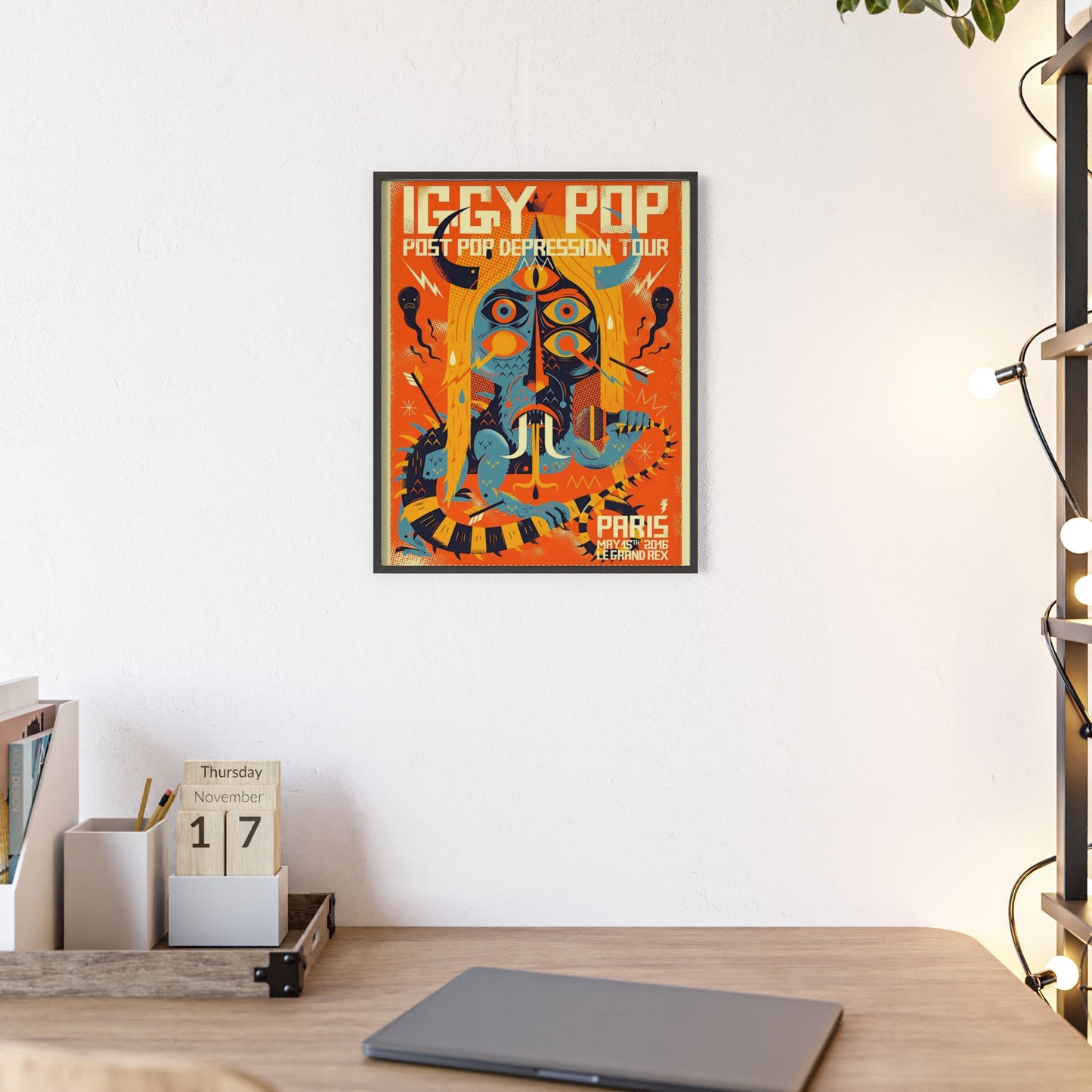 Iggy Pop Poster with Wooden Frame