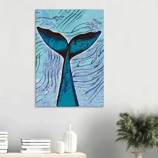 Whale fin on Canvas line drawing by Posterify Design - Posterify