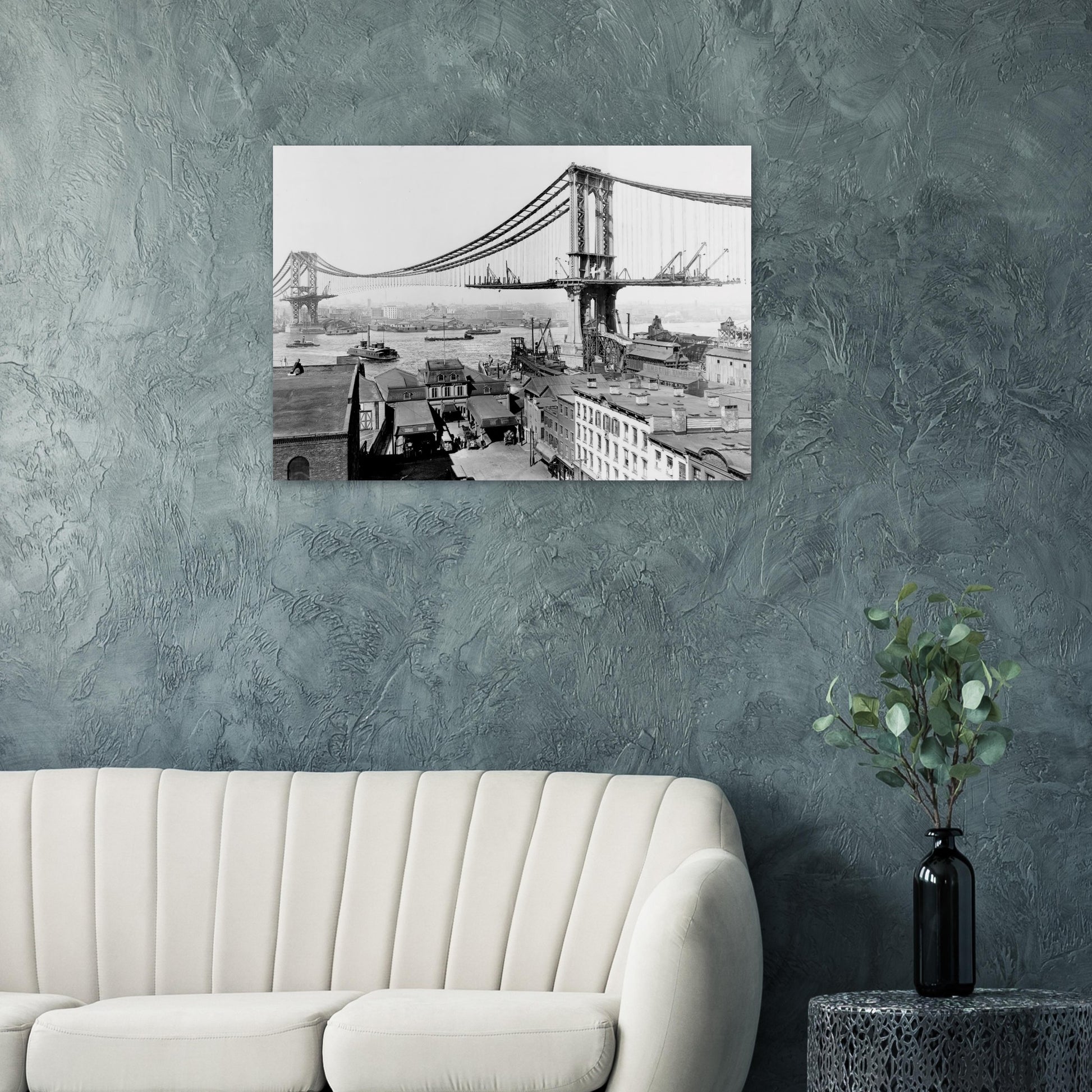Manhattan Bridge Construction 1909 - Posterify