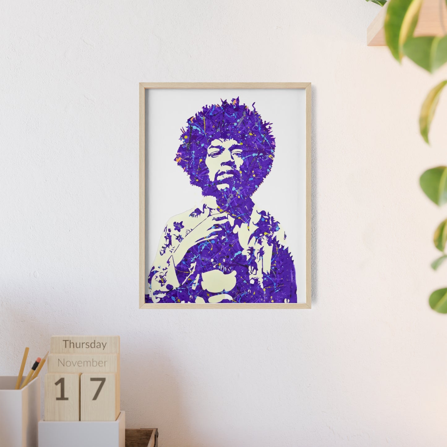 Jimi Hendrix Poster with Wooden Frame