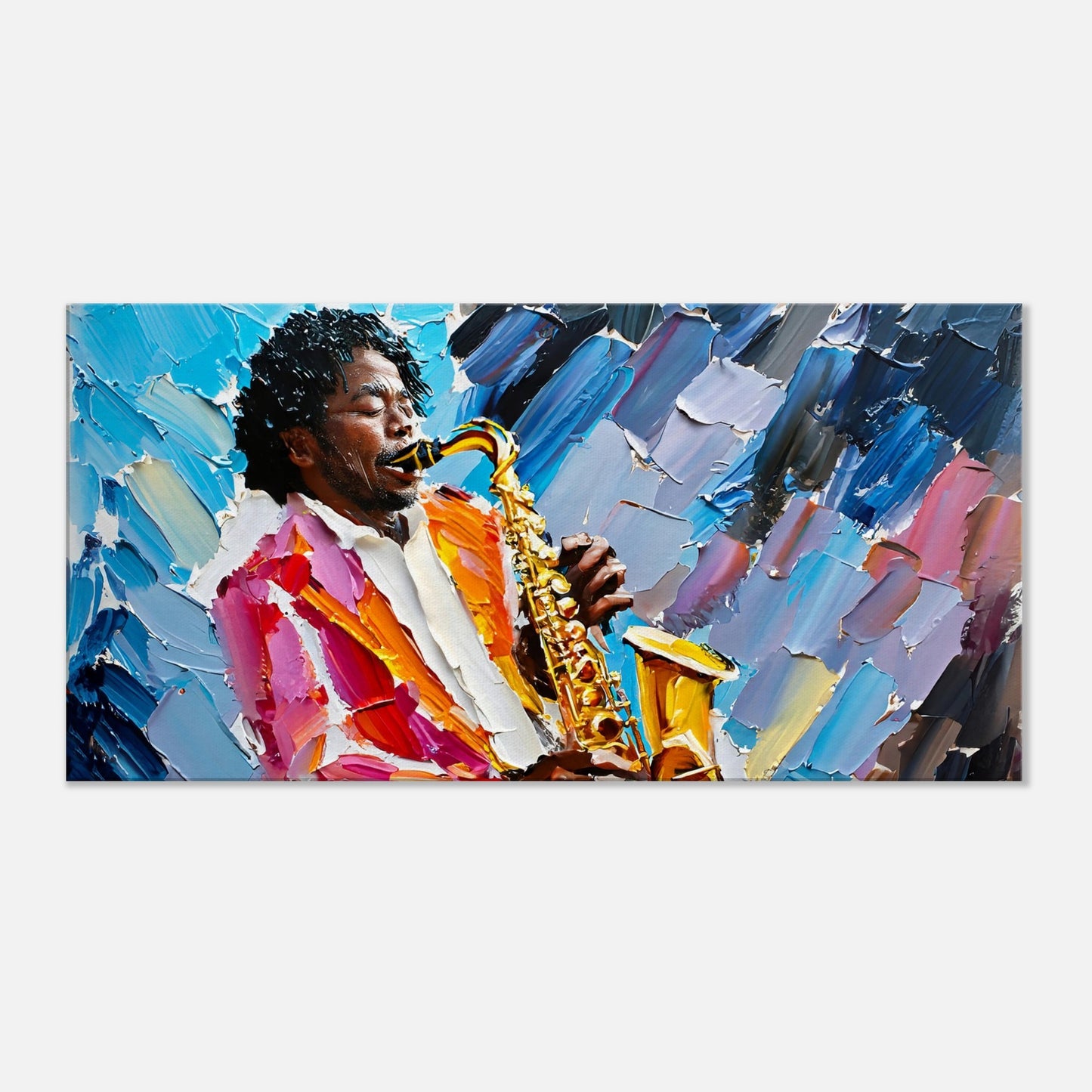 Canvas Print Saxophone Player #3 abstract art by Posterify design 50X100cm - Posterify