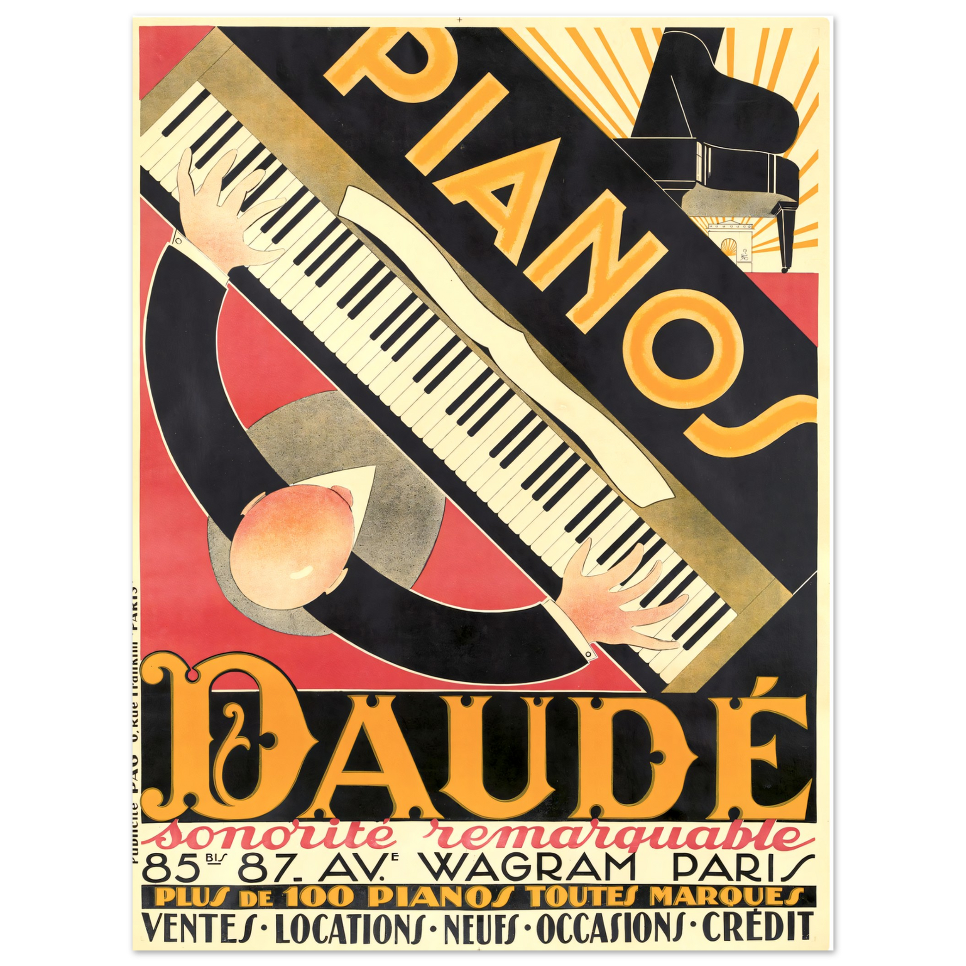 Vintage Poster Pianos Daude on Premium Matte Paper - Posterify