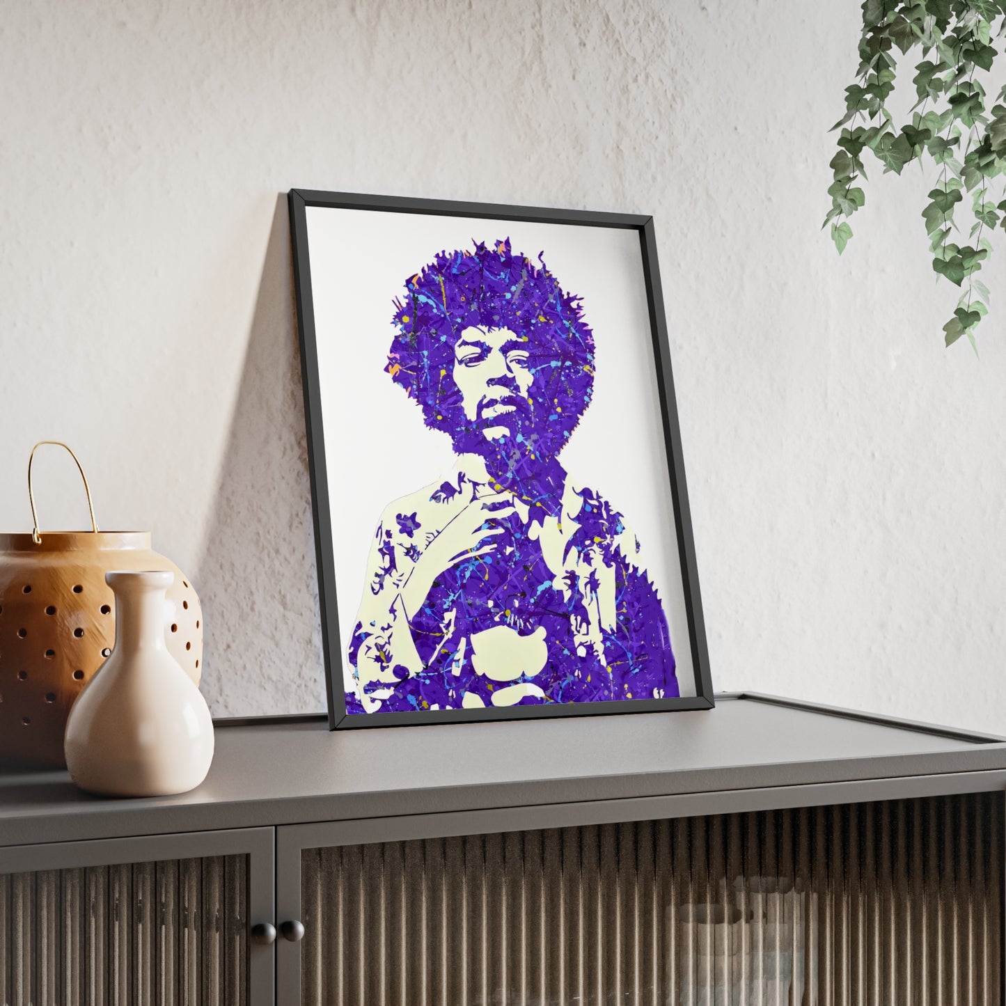 Jimi Hendrix Poster with Wooden Frame