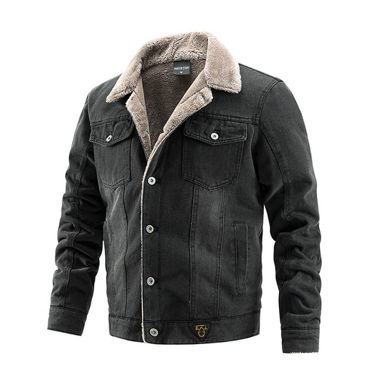 Hillside Men's Denim Coat Autumn Winter Jacket Plush Casual Fashion Trend - Posterify