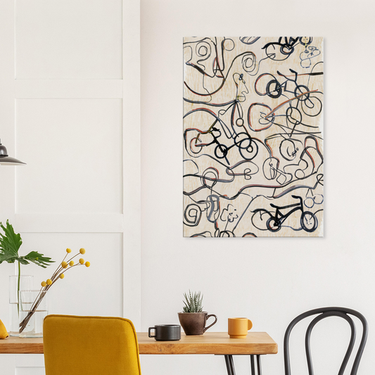 Canvas Print with line drawing of Bicycles #2 by Posterify Design - Posterify