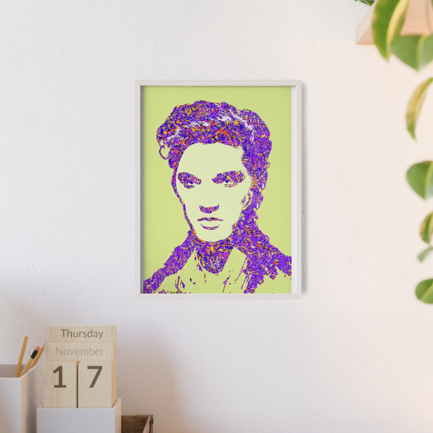 Elvis Poster with Wooden Frame