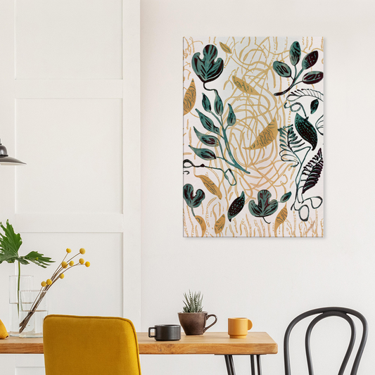 Canvas Print with line drawing of Leafs by Posterify Design