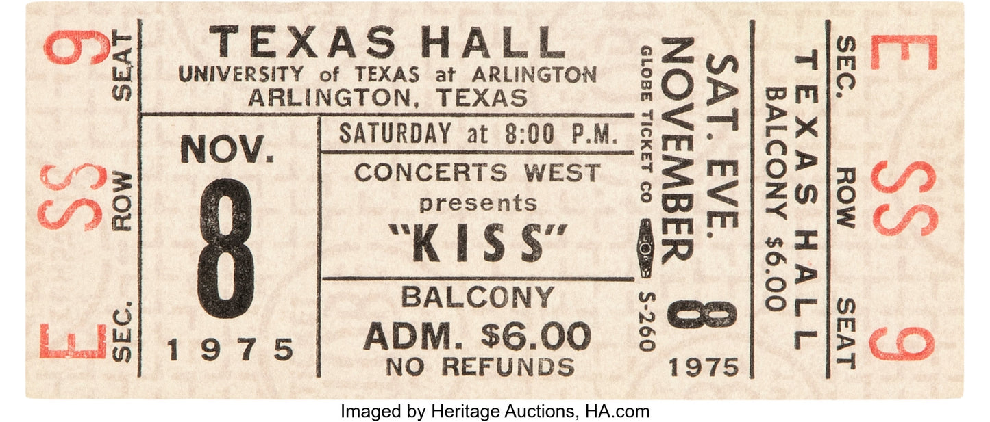 Kiss 1975 Vintage Concert Ticket Door Mat