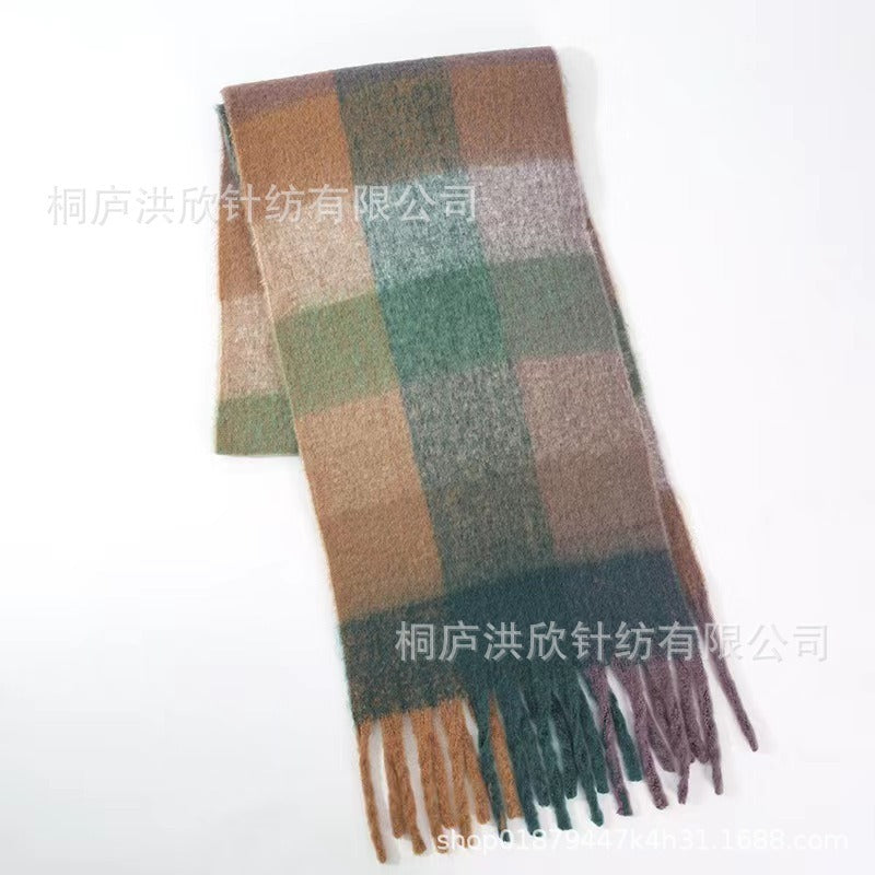 Hillside Men's and Women's Autumn and Winter Fashion Warm Rainbow Plaid Shawl Versatile Tassel Scarf - Posterify