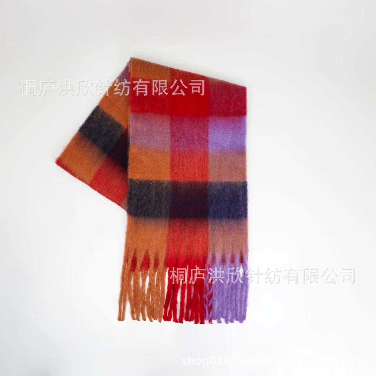 Hillside Men's and Women's Autumn and Winter Fashion Warm Rainbow Plaid Shawl Versatile Tassel Scarf - Posterify