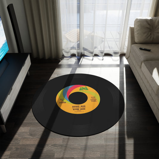 Elton John Rocketman Vinyl Record Inspired Circular Mat, Non-Slip Polyester Rug