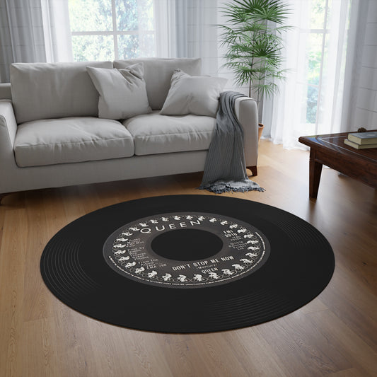 Queen, Don't Stop Me Now, Vinyl Record Round Mat (Can also be used as sound damper on wall)