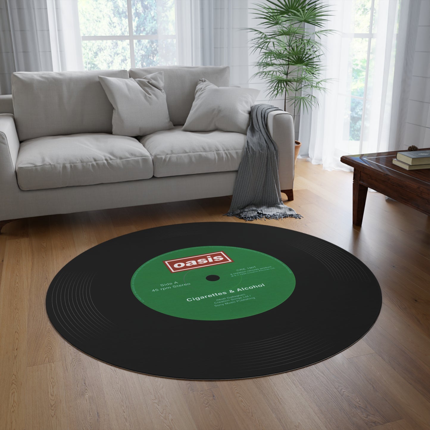 Oasis, Cigarettes & Alcohol, Vinyl Single Record Rug.