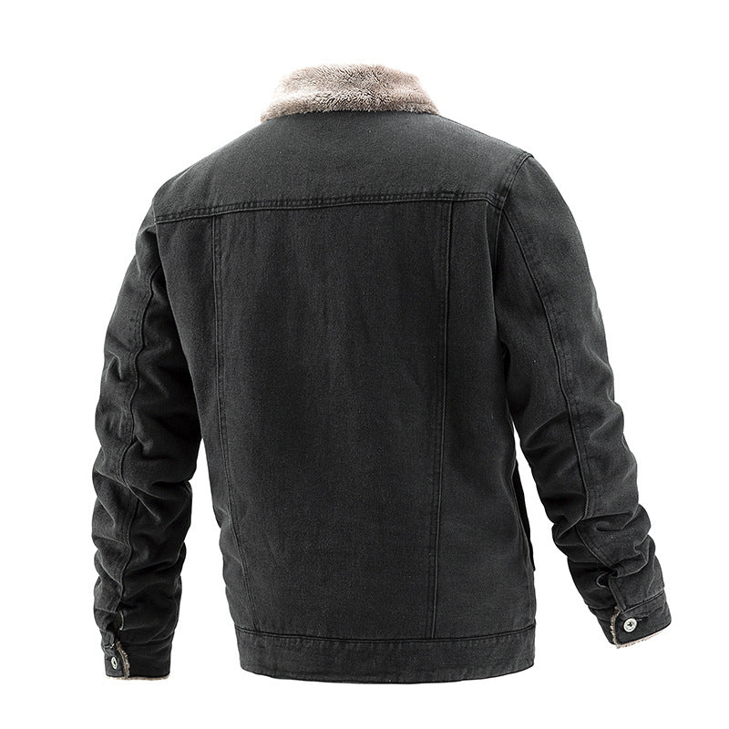 Hillside Men's Denim Jacket Autumn Winter Jacket Plush Casual Men's Fashion Trend - Posterify