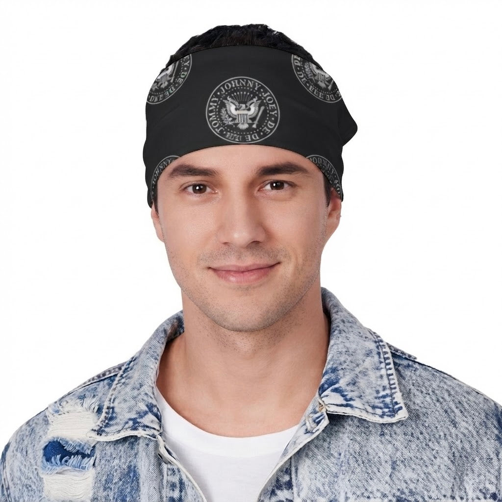 Ramones logo, All-Over Print Black & White Neck Gaiter, Bandana, Scarf, neckpiece, muffler