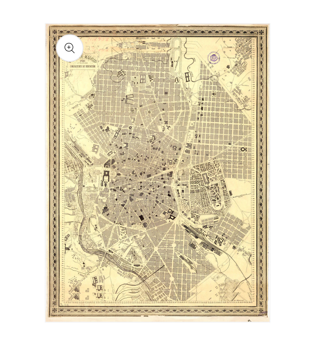 Vintage Map of Madrid City anno 1890 Floor Mat - Posterify