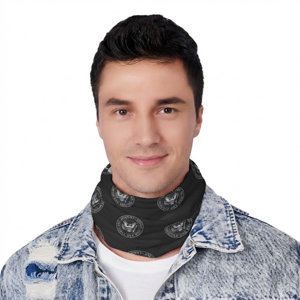 Ramones logo, All-Over Print Black & White Neck Gaiter, Bandana, Scarf, neckpiece, muffler