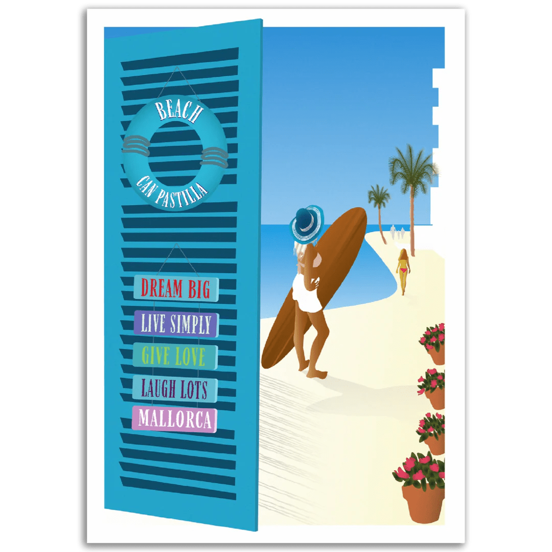 Post Card A5 for local pickup in Palma, Can Pastilla Surf