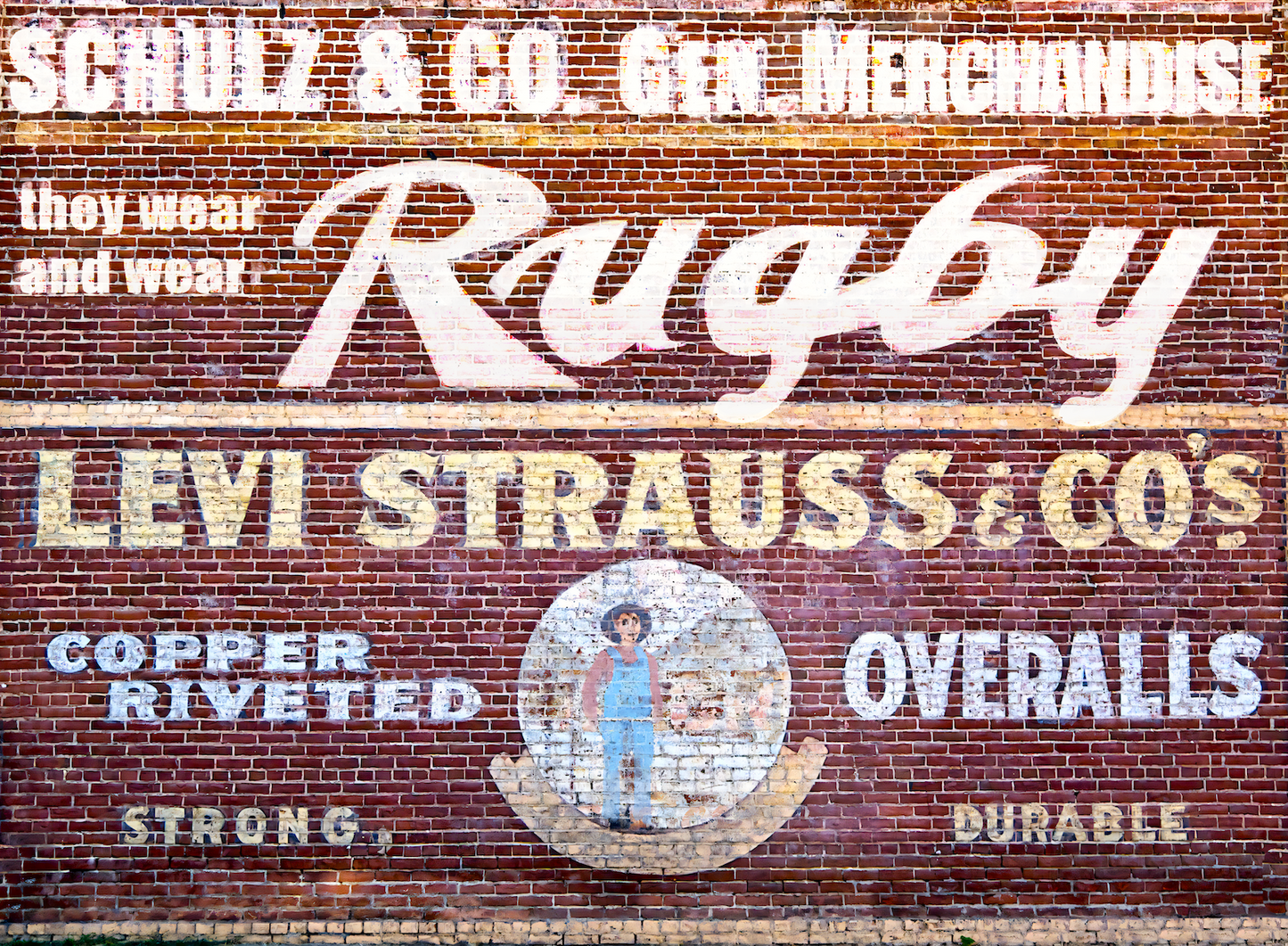 Original Ghost Sign, Levi Strauss, Brick Wall, Wallpaper Sticker