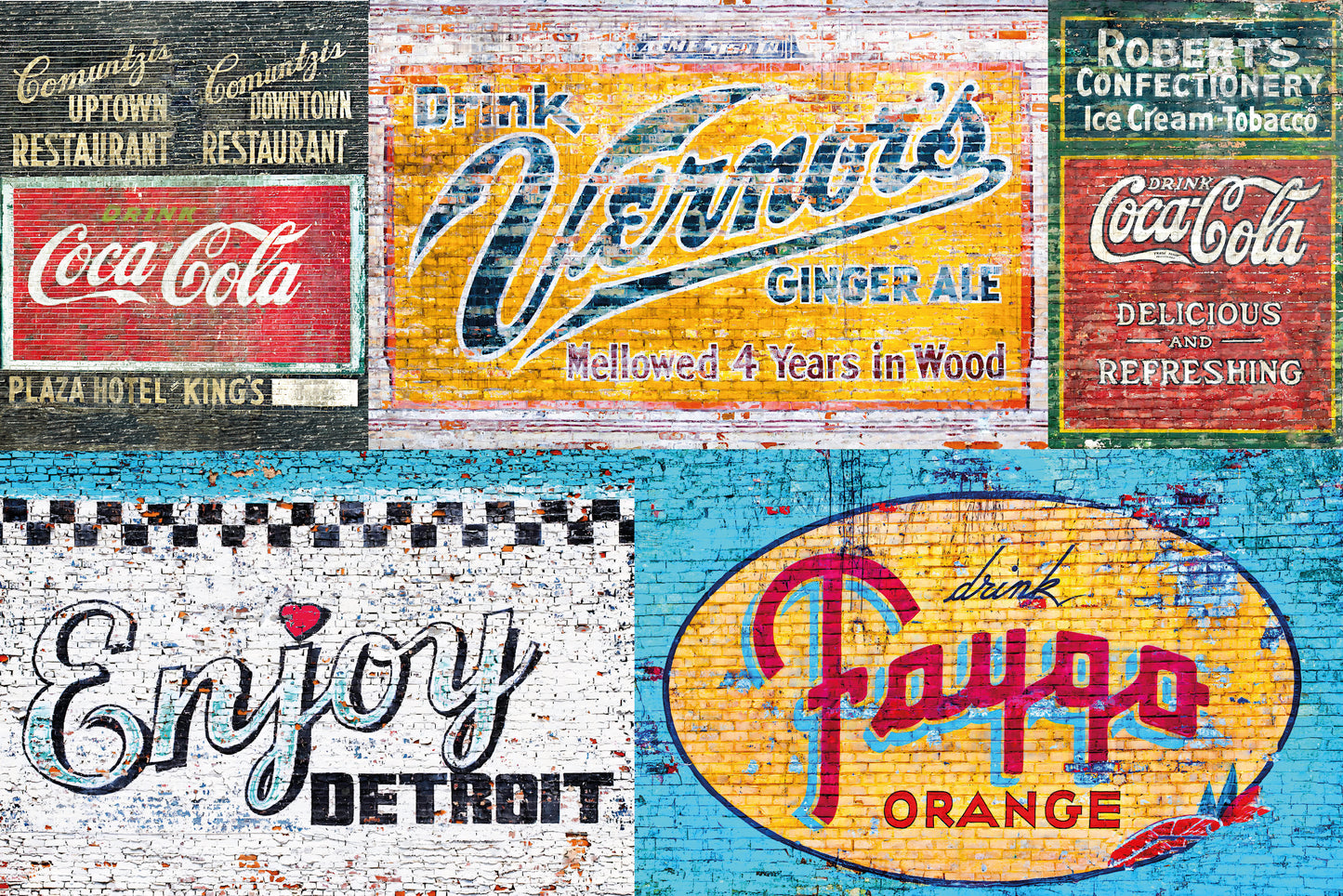 Brick Wall, Original Ghost Signs, Detroit, US, Wallpaper Stickers