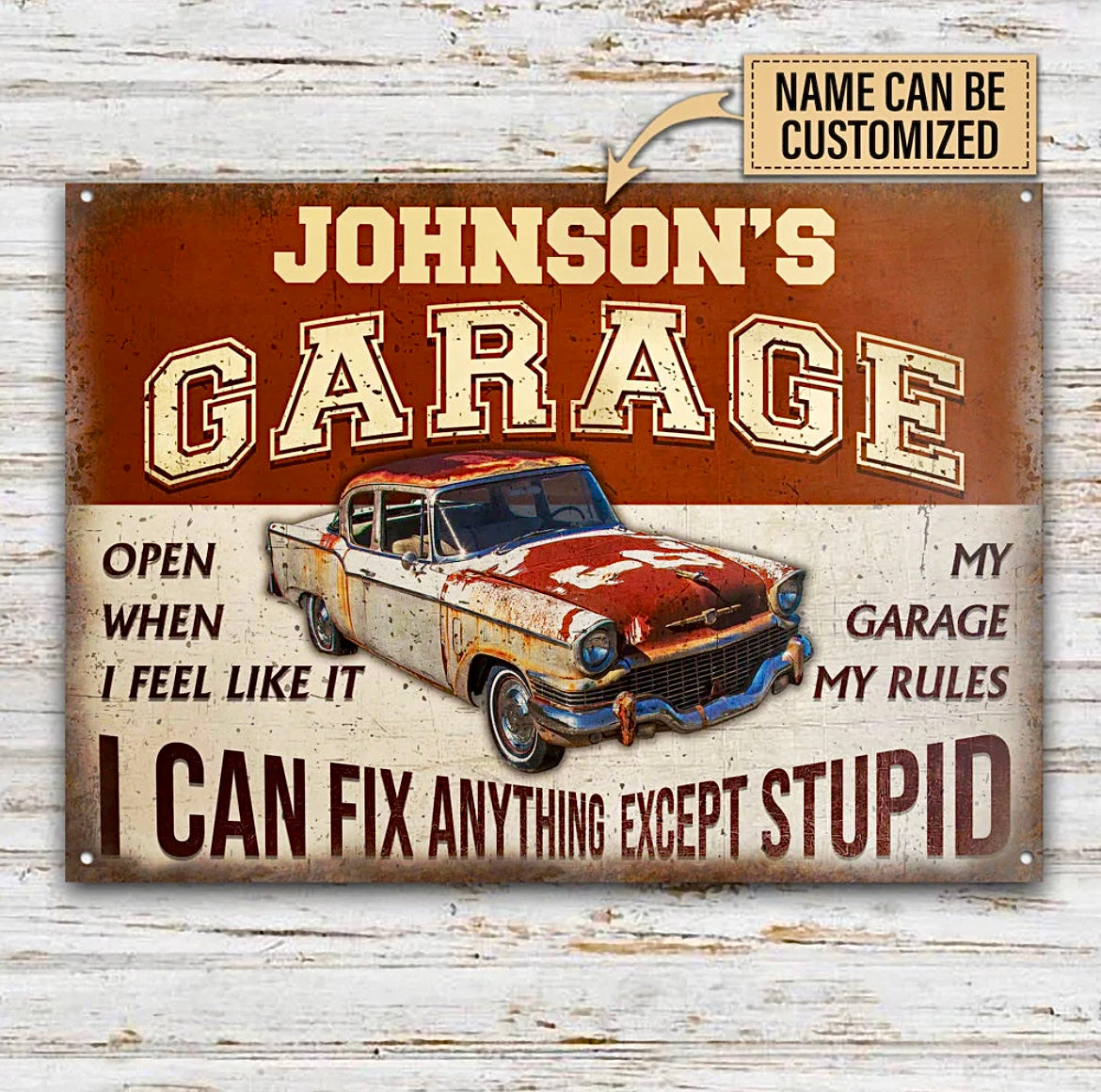 Garage sign, Aluminum Print, to customize email us before order info@posterify.eu