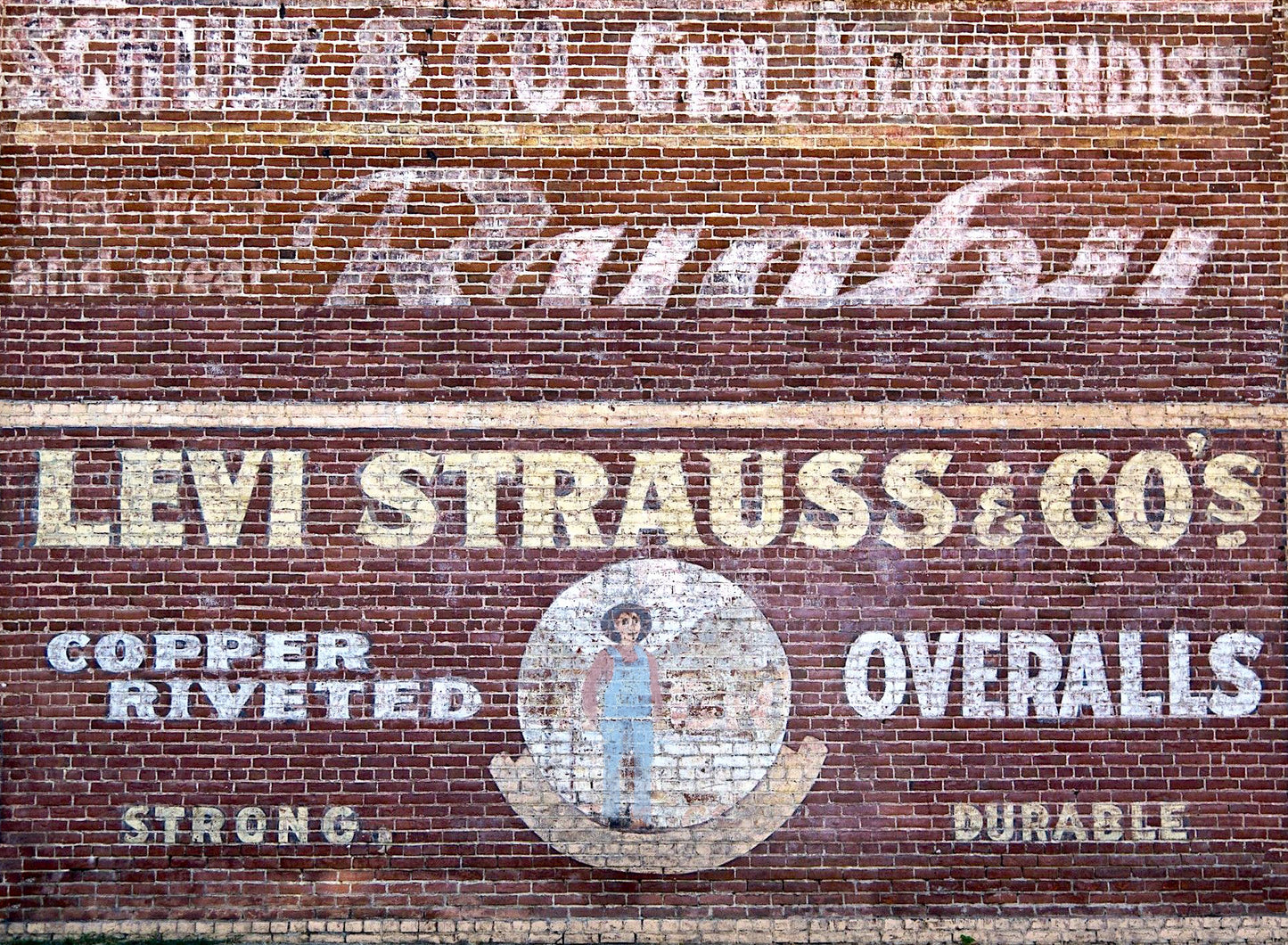 Original Ghost Sign, Levi Strauss, Brick Wall, Wallpaper Sticker