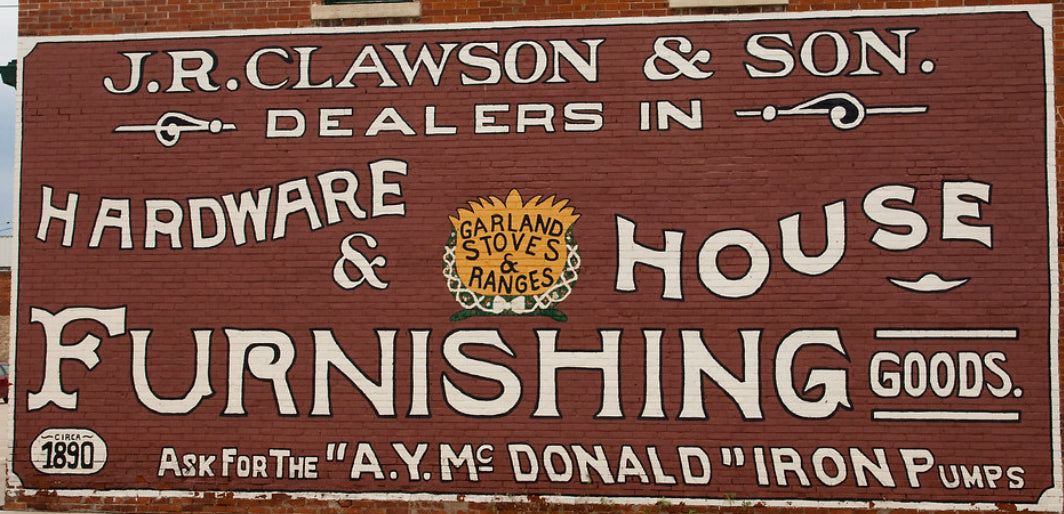 Hardware store, Original Ghost Sign, Mega Size Wall Sticker 487x236cm