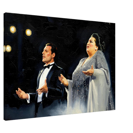 Freddie Mercury, Montserrat Caballé, Barcelona 1992, Oil Paint Style Print, Canvas, Poster Wall art