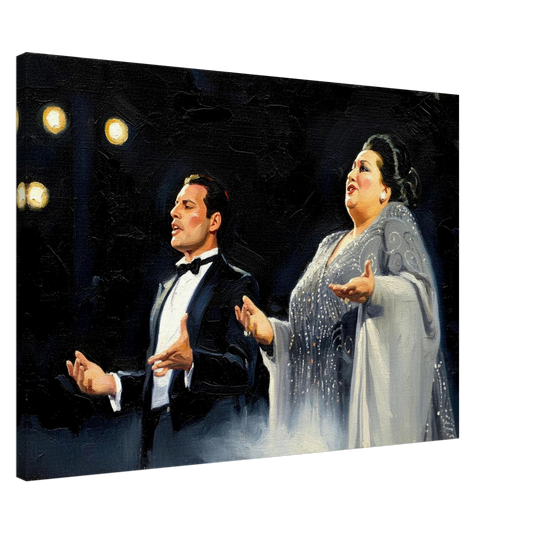 Freddie Mercury, Montserrat Caballé, Barcelona 1992, Oil Paint Style Print, Canvas, Poster Wall art